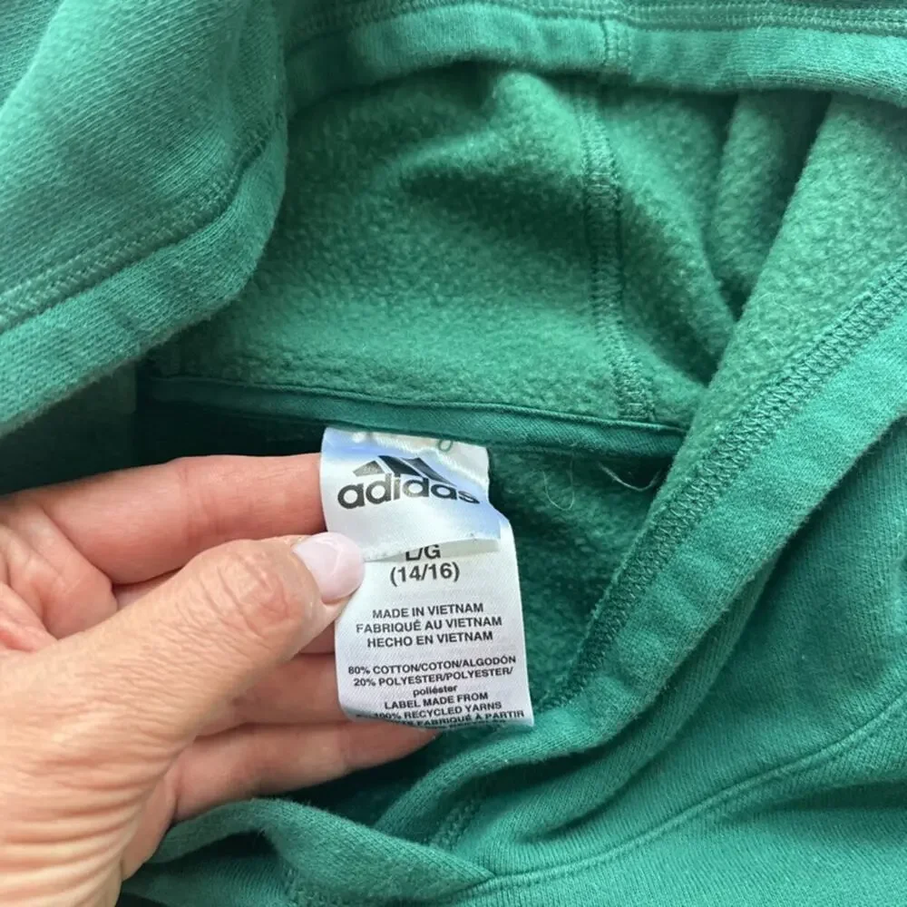 Adidas Green Logo Hoodie Sweatshirt Size L(14/16)